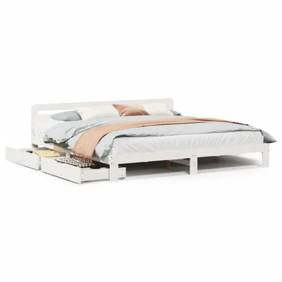 Productafbeelding van Bedframe zonder matras massief grenenhout wit 200x200 cm