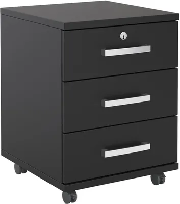 Produktbild von Rollcontainer Bürocontainer Büroschrank VANCOUVER, in schwarz, abschließbar mit 3 Schubladen, 44 x 58 x 45 cm