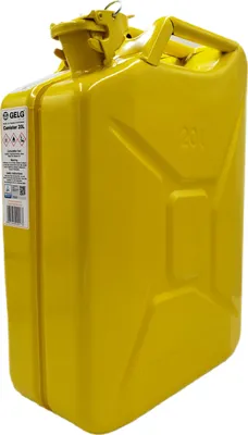 Productafbeelding van 5 x Benzinkanister, brandstofkanister, metalen, 20 liter. Kanister voor benzine en diesel, kleur geel (RAL 1023)