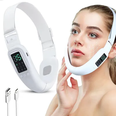 Produktbild von Gesichtsmassagegerät, Mikrostrom Heißkompressen Schönheitsgerät mit konstanter Temperatur, Hebe  und Straffungsmassage des Doppelkinns