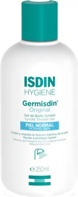 Zdjęcie produktu dla ISDIN Germisdin Original do higieny ciała i rąk, żel do kąpieli z antyseptycznymi składnikami aktywnymi, 250 ml
