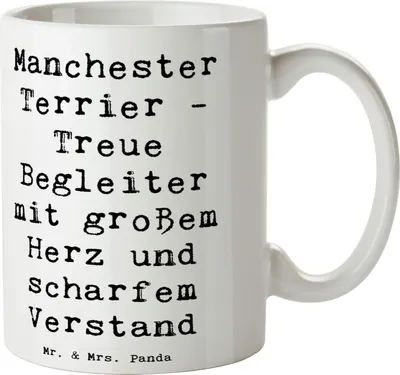 Produktbild von Mr. & Mrs. Panda Tasse Spruch Manchester Terrier Begleiter - Weiß - Geschenk, Teetasse, Keramiktasse, Hunderasse, pflegeleichter Hund, Freundschaft, Hausbegleiter, schöne