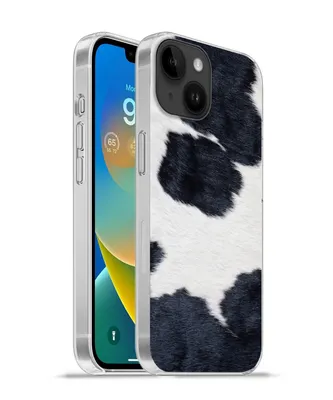 Produktbild von MuchoWow® Handyhülle Schutzhülle Hülle für Apple iPhone 14 - Softcase Bild einer schwarzen und weißen Kuhhaut Silikon Softcase Handy Hülle - Mobiltelefonhülle