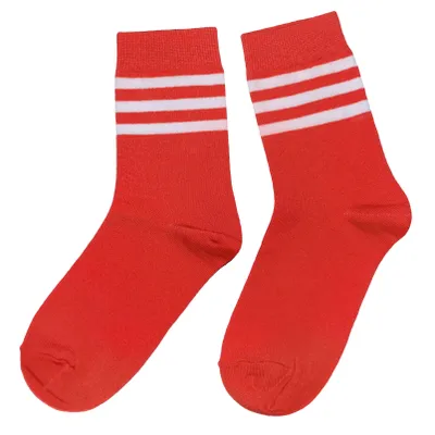 Produktbild von Damen Basic Socken aus Baumwolle Drei Ringel Rot Größe 35-38