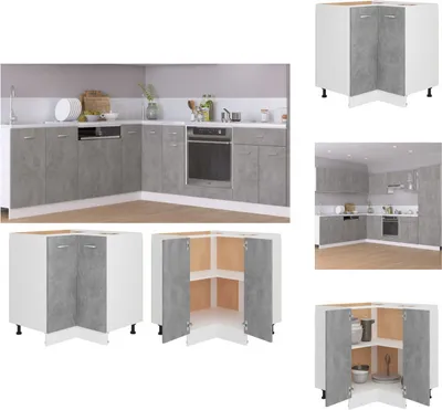 Produktbild von vidaXL Eckunterschrank Betongrau 75,5x75,5x80,5 cm Holzwerkstoff -  Küchenschränke