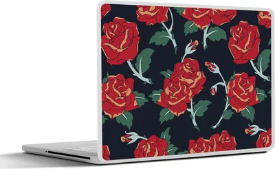 Produktbild von MuchoWow® Laptop Aufkleber Sticker Cover Rosen - Blume - Muster - Rot 40x30 cm - Laptop Dekoration - Selbstklebend