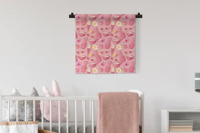 Produktbild von MuchoWow® Wandteppich Wandbehang Sommer - Rosa - Muster 60x60 cm Tapisserie Dekoration Wandtuch - Dekorationen - Wand Decke