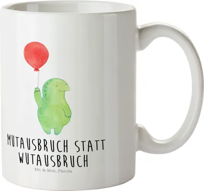 Produktbild von Mr. & Mrs. Panda Kindertasse Schildkröte Luftballon - Weiß - Geschenk, Plastikbecher, Motivation, Schildkröten, Mehrwegbecher, Motivationsspruch, Trinklernbecher, Haferl