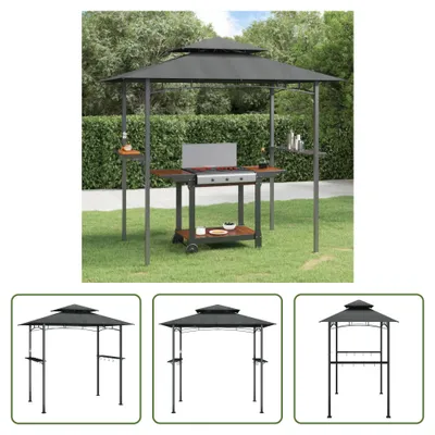 Produktbild von The Living Store Grillpavillon mit Seitenregalen Anthrazit 240x150x243 cm Stahl