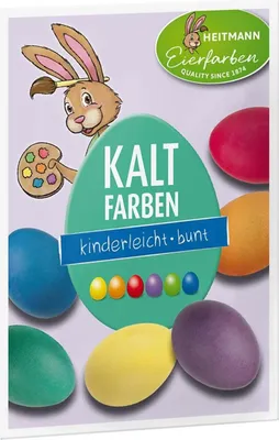 Produktbild von 6 Ostereier Kaltfarben in gelb/rot/lila/grün/blau/