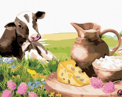 Produktbild von Zuty - Malen nach Zahlen - KUH UND IHR PICKNICK, 40x50 cm, ohne Keilrahmen