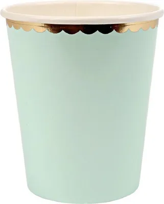 Produktbild von Pappbecher, 8 Stück / 300ml -Matt / goldener Rand, Grün
