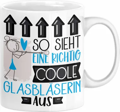 Produktbild von Glasbläserin Geschenk Tasse Geschenkidee für Glasbläserin Geburtstag Weihnachten Spruch So Sieht Eine Richtig Coole Glasbläserin Aus Kaffee-Becher  (Weiß)