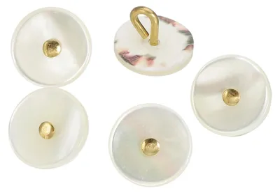 Produktbild von Natürliche Muschelknöpfe - 11,5 mm Perlmutt Knöpfe schalenförmig - für Hemden Nähen und Bastelarbeiten - 5 Stück Beige/Gold-Mix