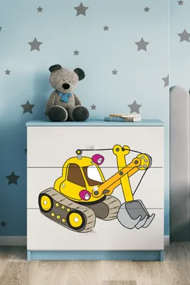 Obrázek produktu pro Dětská komoda Bagr v modré barvě Babydreams