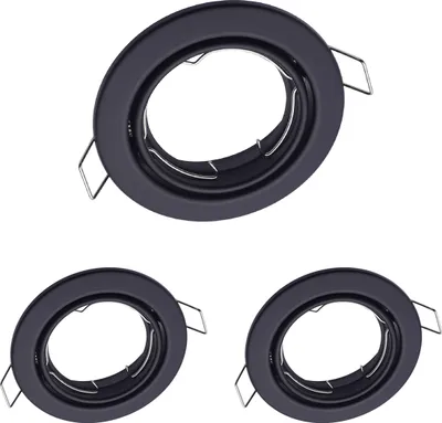 Produktbild von 3er Set Oktaplex schwenkbare Einbauspots 68mm Lochmaß Deckenstrahler schwarz