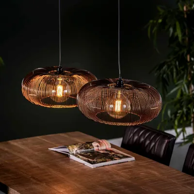 Produktbild von Hoyz - Hängelampe mit 2 Lampen - Kupferfarben - 150 cm - Scheibenform Ø43
