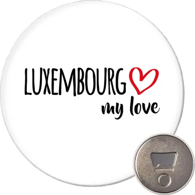 Produktbild von Huuraa Magnet Luxembourg my love 59mm Kühlschrankmagnet rund Flaschenöffner Geschenkidee