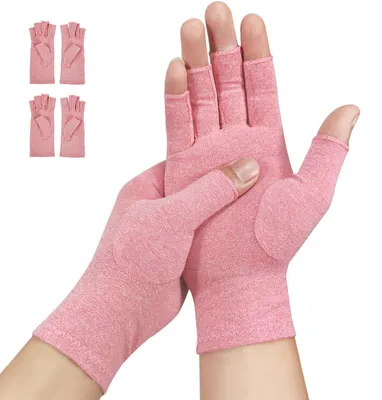 Produktbild von Donfri Fingerlose Arthrose Kompressionshandschuhe, Größe L (2 Paar)