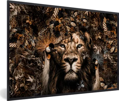 Produktbild von MuchoWow® Gerahmtes Poster Collage - Tiere - Luxus 90x60 cm - Poster mit Schwarzem Bilderrahmen Wandposter Rahmen Foto Bilder - Fotorahmen - Foto-Plakat