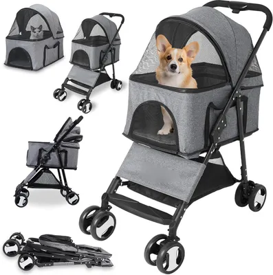 Produktbild von Faltbarer Hunde-Buggy - Faltbarer Tierwagen - für Hunde und Katzen - 4-Rad-Tierentransport - geeignet