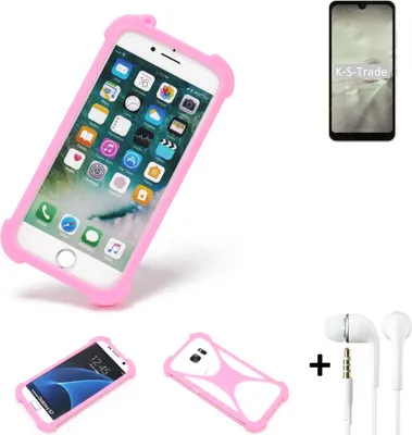 Produktbild von K-S-Trade Bumper + Kopfhörer kompatibel mit Sharp Aquos Wish2 Handy Hülle Schutzhülle Silikon Schutz Hülle Cover Case Silikoncase Silikonbumper