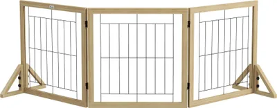 Image de Barrière pour chiens/animaux - Barrière extensible - 112-159×44×70 cm - Bois naturel