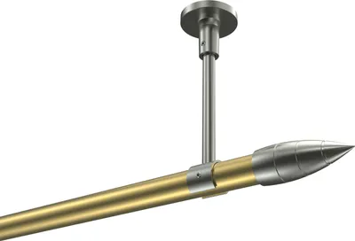 Produktbild von Interdeco Gardinenstange / Vorhangstange Messing-Optik / Edelstahl-Optik, Typ Sonette Samanto (Rillenpatrone) ohne Ringe, Deckenmontage, 20 mm Ø 1-läufig, 140 cm