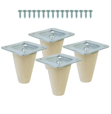 Produktbild von Holzfüße gerade Höhe 6 cm Buche Holzmöbelfüße Tischbeine Möbelbeine Holz Möbelfüße Schrank Beine Kegel 4 Stück