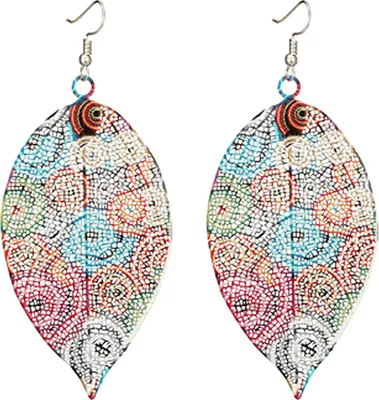 Produktbild von Ethnische hohle bunte Blatt-Anhänger-Tropfen-Frauen-Anweisungs-Haken-Ohrringe Schmuck-2#