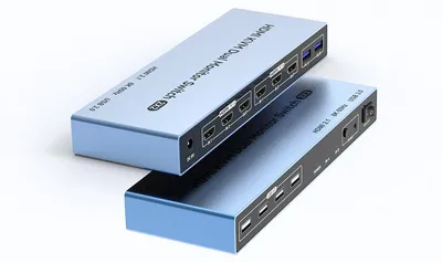 Imagen del producto de INF Conmutador KVM de Doble Monitor DP1.4 8K/60Hz 2x2 - Controla Dos Ordenadores con Dos Pantallas