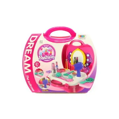 Produktbild von Kinder Kosmetikset für Mädchen ab 3 Jahren, 22x17cm, mit Spiegel, Haartrockner und 8-teiligem Zubehör