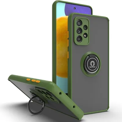 Produktbild von Samsung A72 Hülle, Ring Halter Ständer Matte Transluzent TPU Rahmen Stoßfest Schutzhülle für Samsung Galaxy A72 5G / 4G Grün