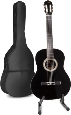 Imagen del producto de Silecomplaza, guitarra acústica SoloArt con funda, atril para guitarra, afinador, púas, correa y accesorios. Guitarra acústica española para principiantes, guitarra de concierto en color
