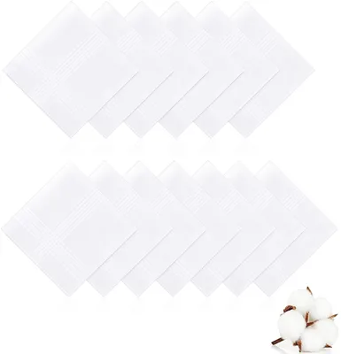 Imagen del producto de Pañuelos desechables, tamaño grande, 12 unidades, 100% algodón, color blanco, para uso diario