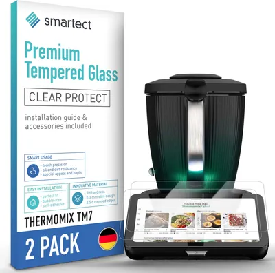 Produktbild von 2x Schutzglas Panzerfolie Klar für Thermomix TM7 Displayschutz Hartglas