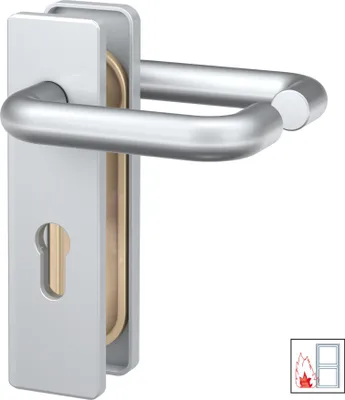 Produktbild von BASI - FS-Drücker-Beschlag - ZT/FS 2100 - Kurzschild eckig - Alu F1 - 7521-0501