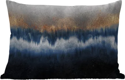 Produktbild von MuchoWow® Outdoor Kissen - Abstrakt - Gold - Luxus - Blau - 60x40 cm - Wetterfest - Lounge Kissen - Zierkissen - Kissen für Innenräume