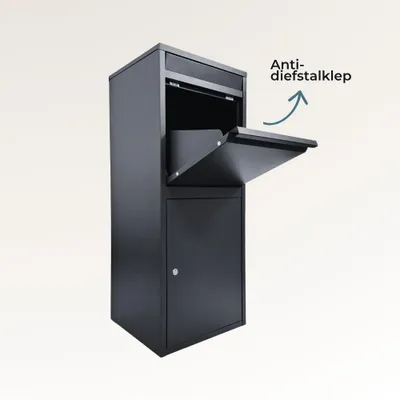 Productafbeelding van Achteruitname Pakketbrievenbus met brievenklep - ParcelXL® Mondo - Zwart