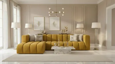 Produktbild von Kaiser Möbel Ecksofa L-Form GRAND 318 cm, stoff Salvador, Gelb, Links