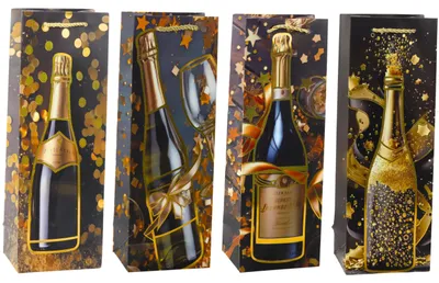Produktbild von Wein-Geschenktüte, Papierflasche, Champagner, 35 x 12 x 9 cm