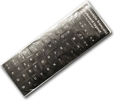 A sheet of French keyboard stickers on a white background.