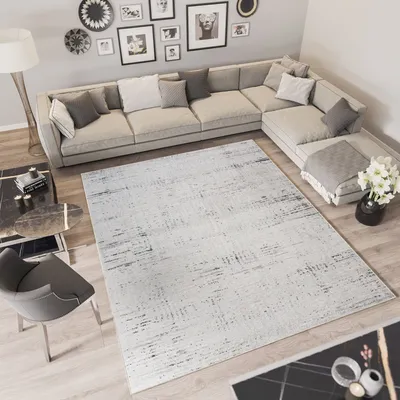 Obrázek produktu pro Koberec s krátkým vlasem Moderní design Ložnice Obývací pokoj Vintage Melírovaný Šedý Krémový ÖKOTEX 120 x 170 cm