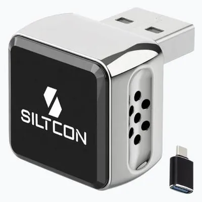 Produktbild von Siltcon® 2-in-1 CarPlay Dongle Silber – Wireless Android Auto Adapter, USB-A/USB-C