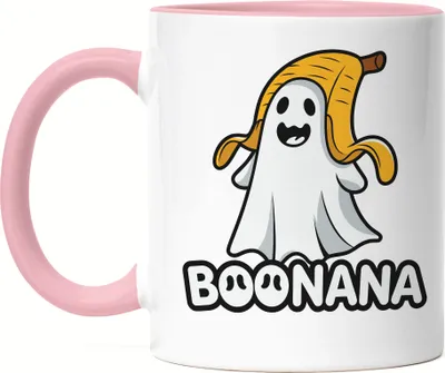 Produktbild von Boonana Lustiges Bananen-Geistmotiv Tasse Rosa Geschenkidee witziges Design Halloween
