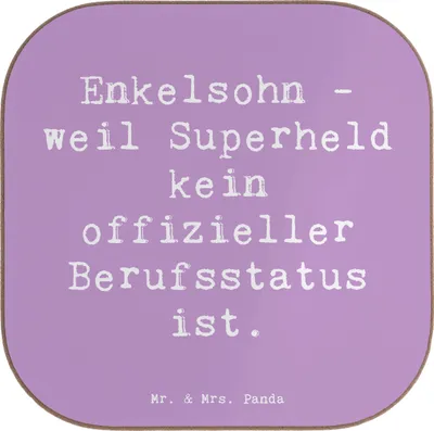 Produktbild von Mr. & Mrs. Panda Untersetzer für Gläser Spruch Enkelsohn Held - Lavendeltraum - Geschenk, Jubiläen, Coaster, Liebe, Familie, Erinnerungen, Lächeln, Tischuntersetzer