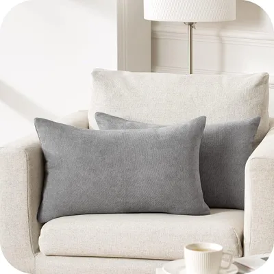 Immagine prodotto di Coperte per cuscini 40x80 cm, tessuto in chenille, colore grigio, set da 2