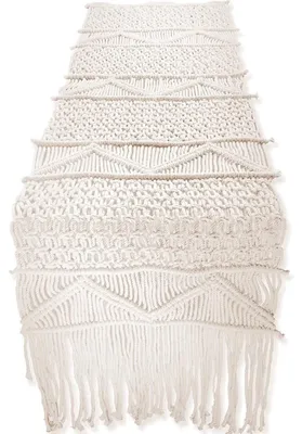Immagine prodotto di Runner da tavolo in macramè, color beige, tessuto a mano, 35x180 cm, stile boho, nordico, vintage, ideale per decorazioni di matrimonio