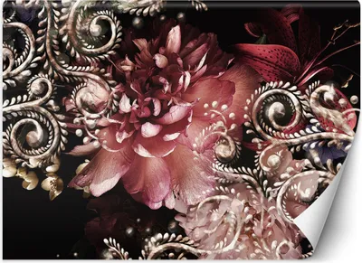 Produktbild von Vlies fototapete Pfingstrosen und Lilienblüten Glamour 3D 368x254 cm Feeby Rosa inkl. Kleber einfache Montage