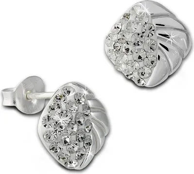 Image de SilberDream Boucles d'oreilles blanc Boucles d'oreilles argent Carré zirconium Femme D2SDO8027W